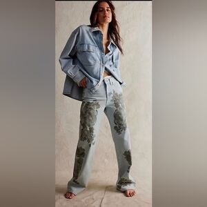 We The Free Tinsley Baggy High-Rise Printed Jeans Size 28